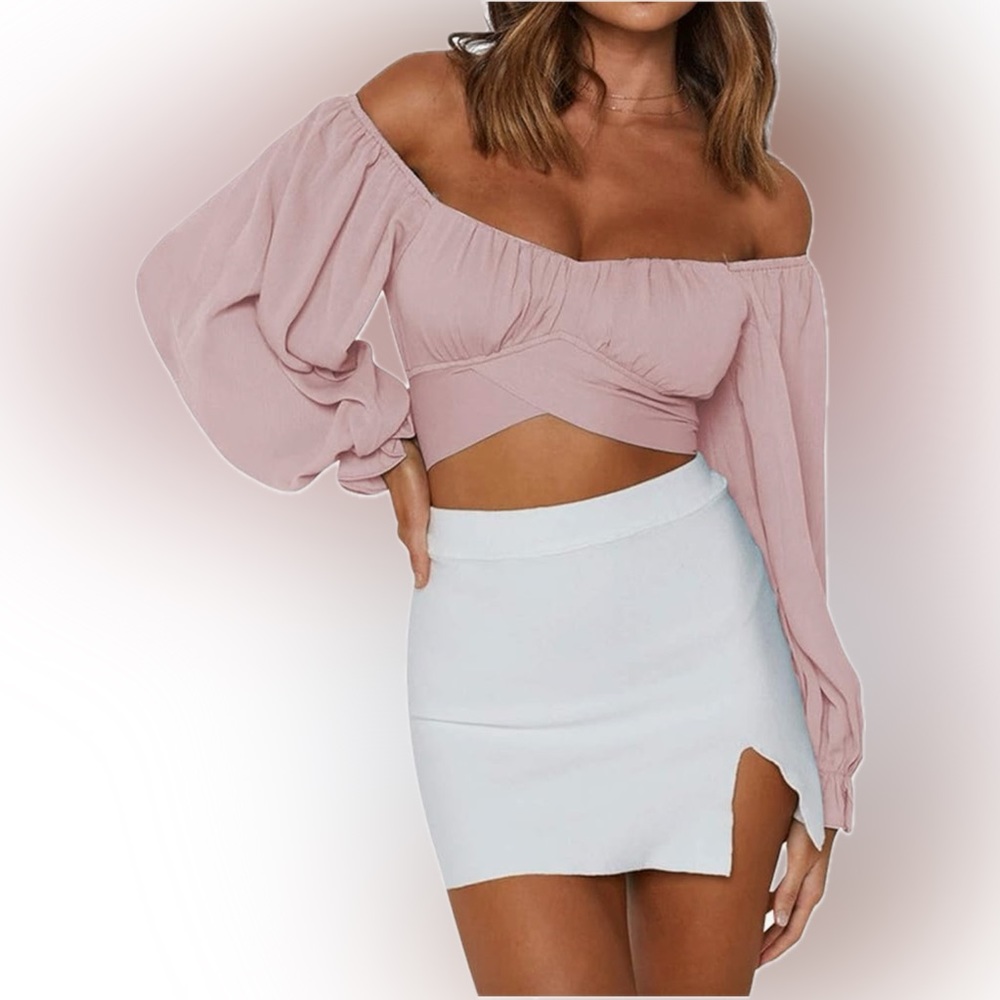 On/Off Shoulder Ruffle Tie Long Sleeve